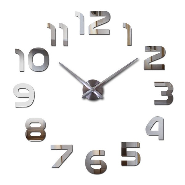 Super Size Modern DIY 3D Acrylic Mirror Surface Large Wall Clock Sticker Home Office Decor