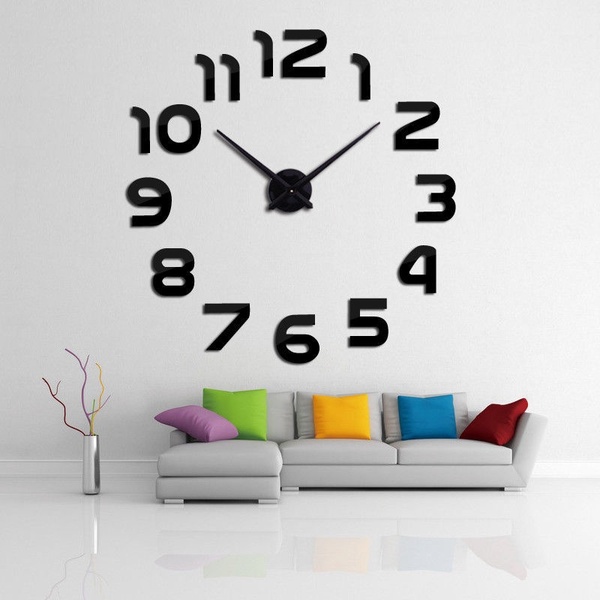 Super Size Modern DIY 3D Acrylic Mirror Surface Large Wall Clock Sticker Home Office Decor