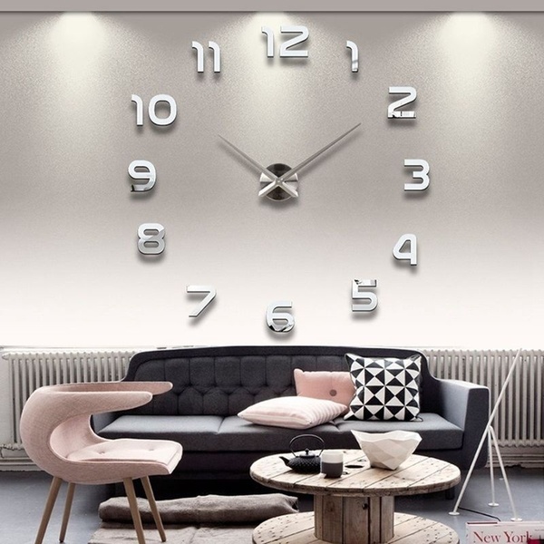 Super Size Modern DIY 3D Acrylic Mirror Surface Large Wall Clock Sticker Home Office Decor