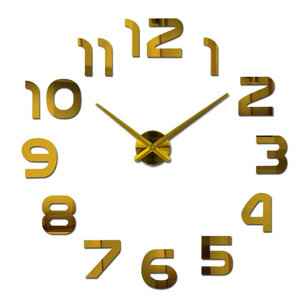 Super Size Modern DIY 3D Acrylic Mirror Surface Large Wall Clock Sticker Home Office Decor