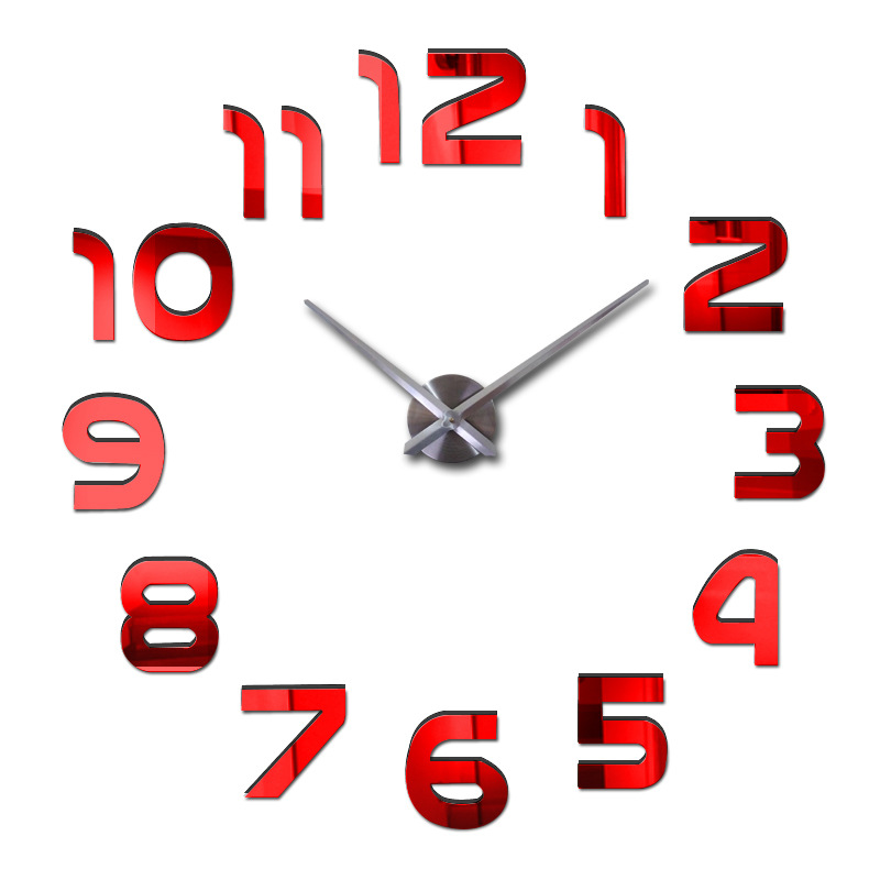 Super Size Modern DIY 3D Acrylic Mirror Surface Large Wall Clock Sticker Home Office Decor