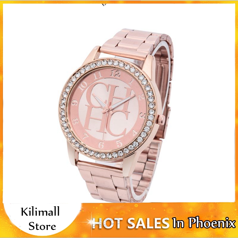 Watches Women Casual Dress Quartz Gold Mother&apos;s Day Stainless Steel Crystal Ladies Wristwatches