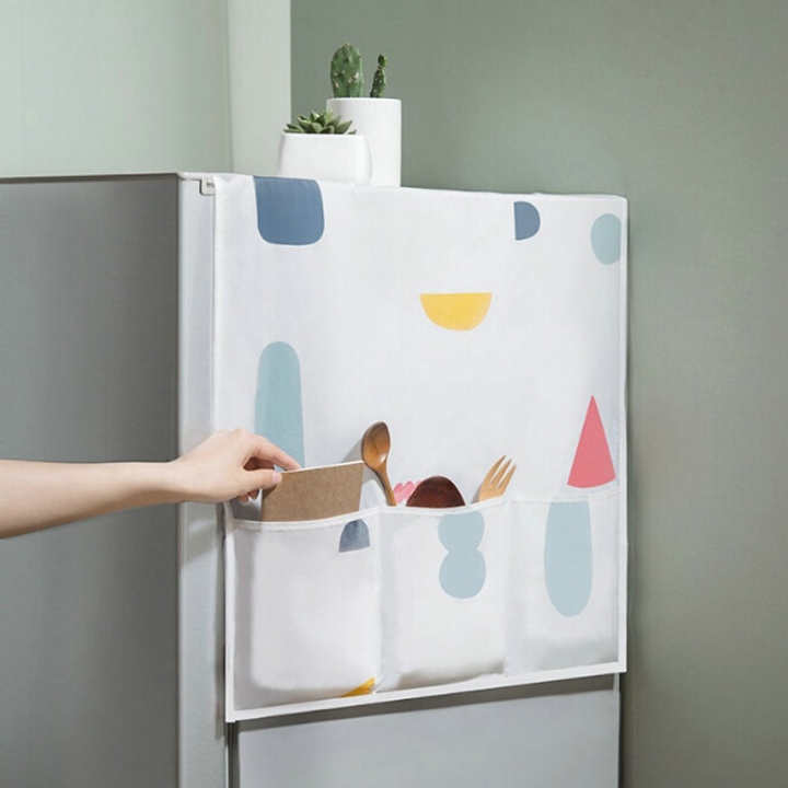 2 Styles Fridge Freezer Top Storage Bags Print Dust Proof Cover Refrigerator Muti-use Pouch