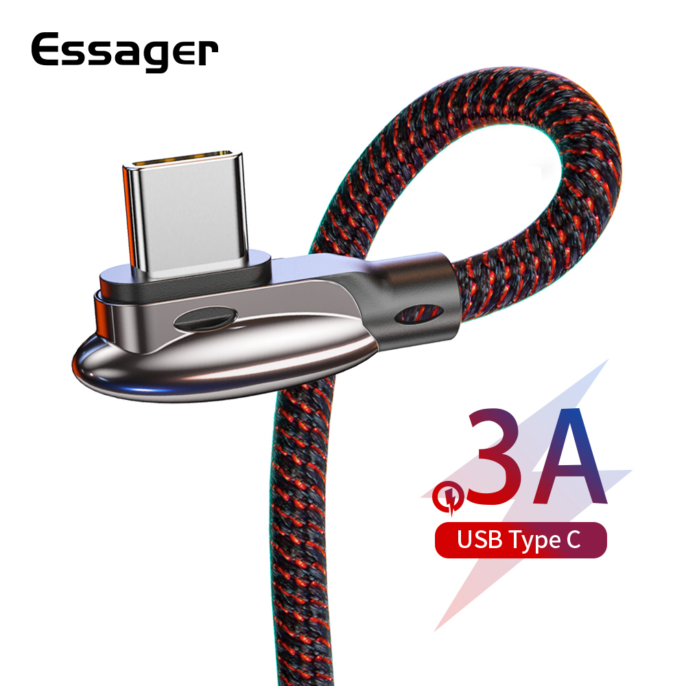 Essager USB Type C Cable 3A Fast Charging USBC Type-C Cable for Xiaomi Redmi Note 7 K20 Samsung