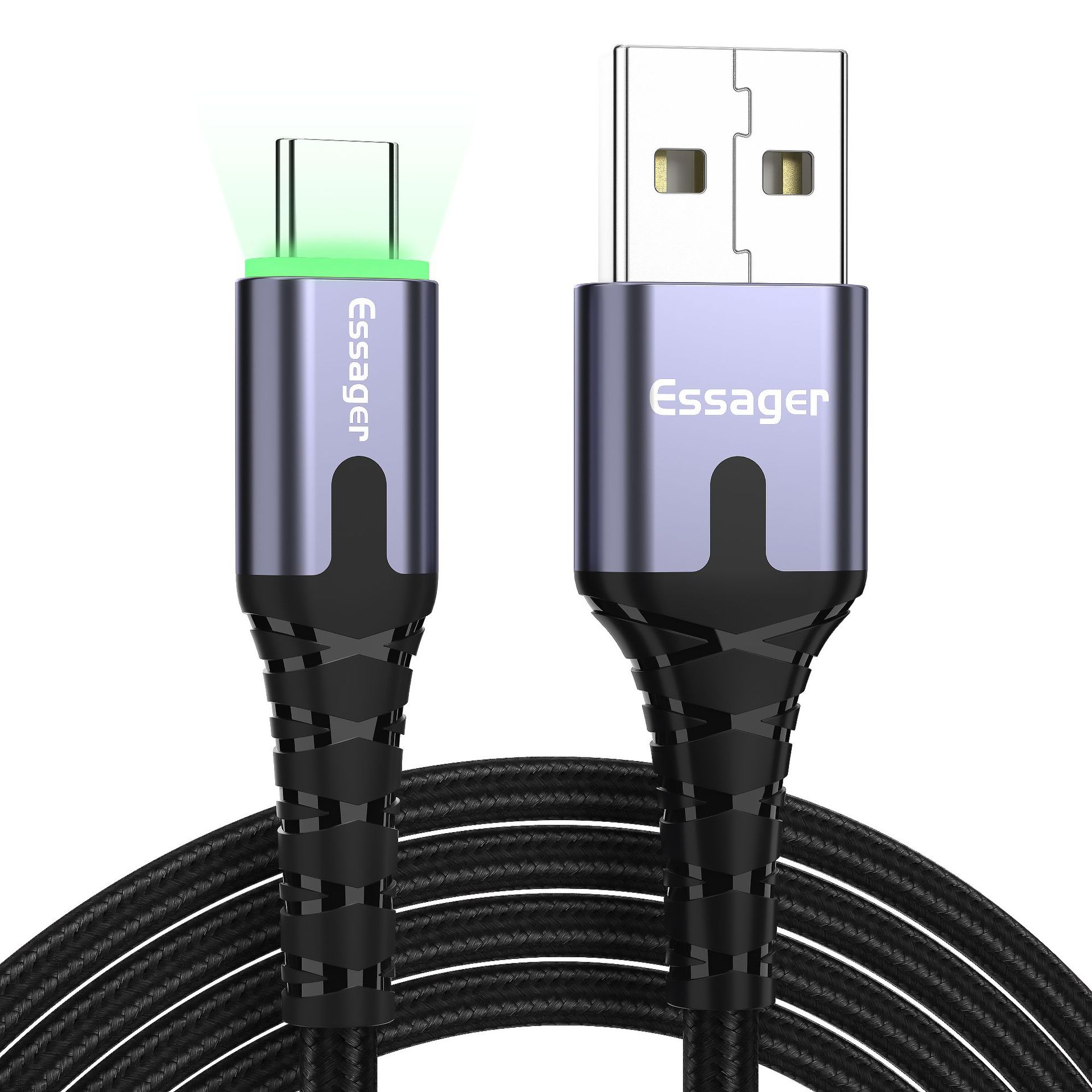 Essager LED USB Type C Cable Fast Charge Wire Cord 3m USBC Cable for Xiaomi