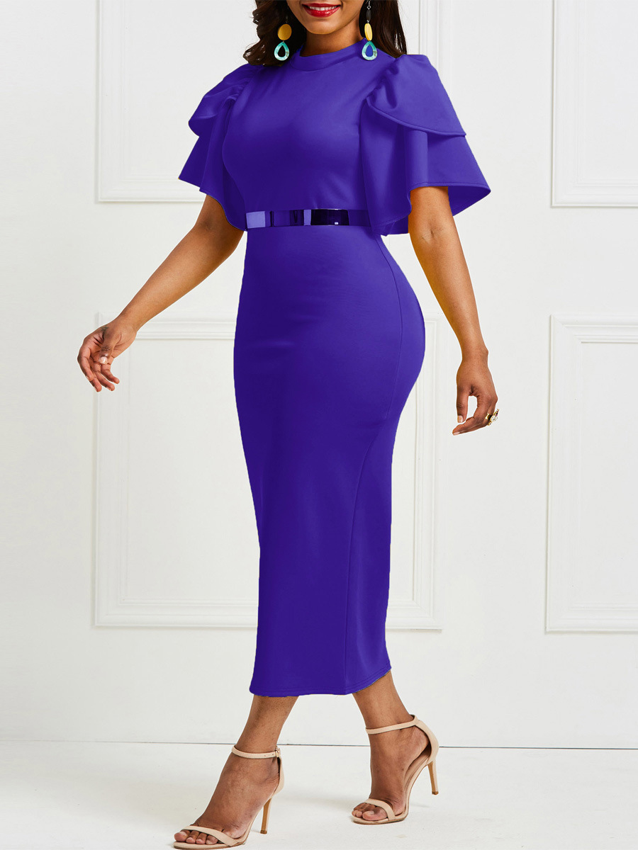 Women Office Dress Ladies Yellow Dress Working Girl Zipper Summer Bodycon Midi Dresses