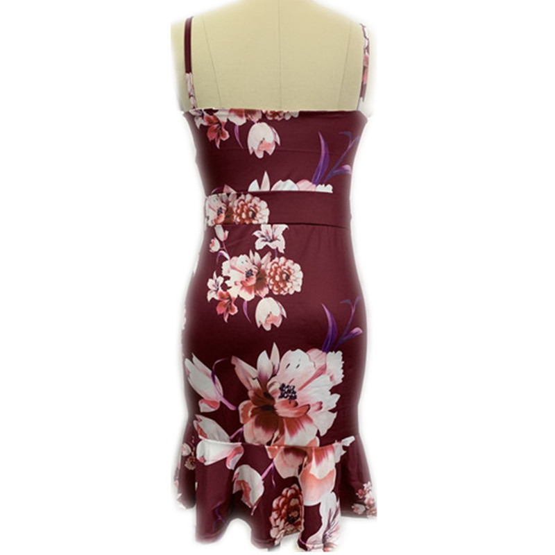 Sexy Women Summer Dresses Sleeveless Floral Printed Bodycon Holiday Party Short Mini Dress