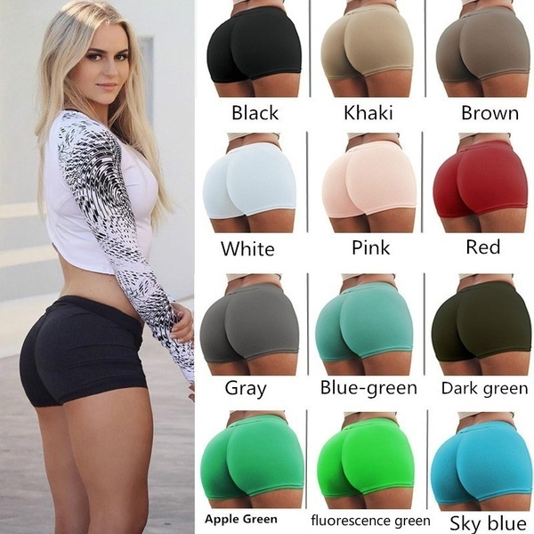 Women&apos;s Solid Color Tight-fitting Hip Bottom Shorts Anti-light Safety Pants Yoga Shorts Multicolor