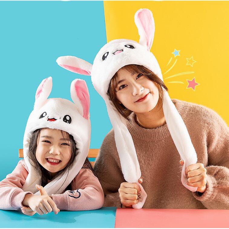 Rabbit Hats Moving Ears Cute Rabbit Hat Airbag Kawaii Funny Cap Kids Plush Toy