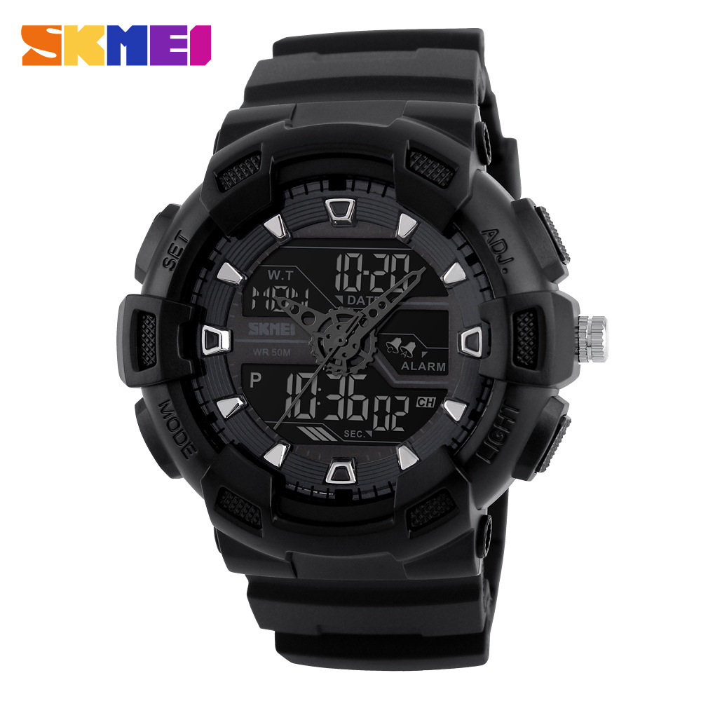 SKMEI Digital Men Outdoor Sports Wristwatch Date 5ATM Waterproof Backlight Multifunctional Watches