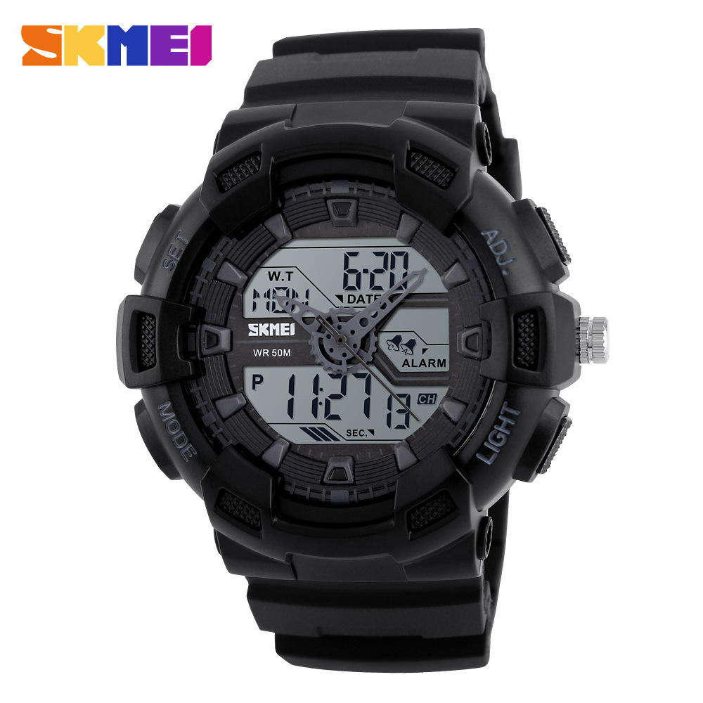SKMEI Digital Men Outdoor Sports Wristwatch Date 5ATM Waterproof Backlight Multifunctional Watches