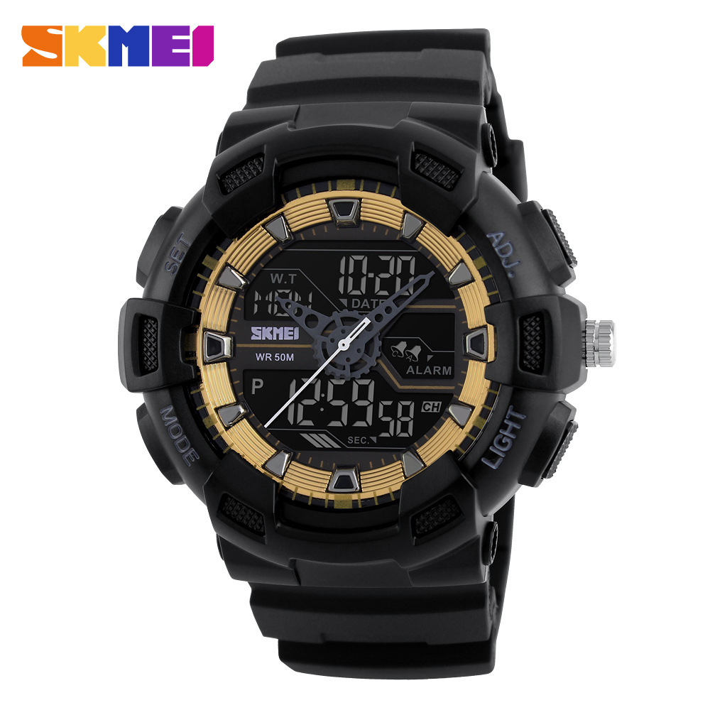 SKMEI Digital Men Outdoor Sports Wristwatch Date 5ATM Waterproof Backlight Multifunctional Watches