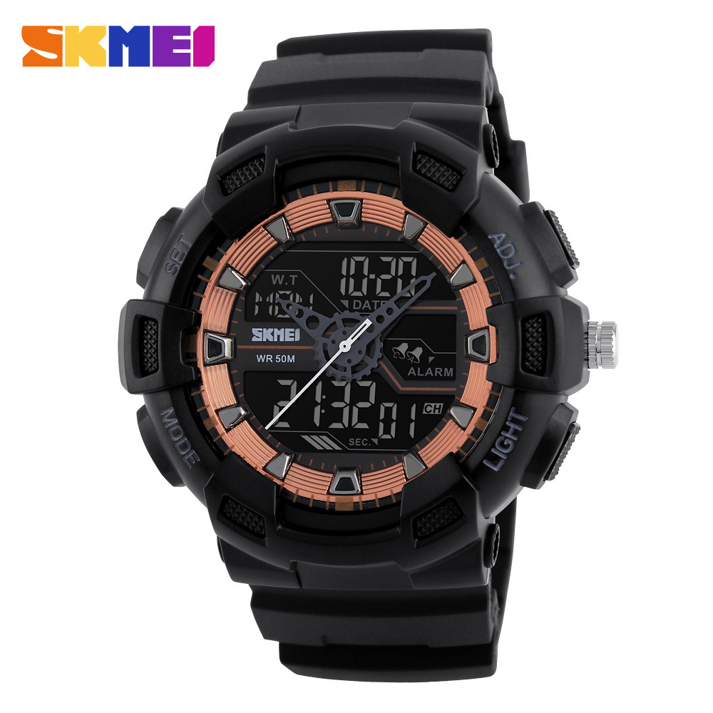 SKMEI Digital Men Outdoor Sports Wristwatch Date 5ATM Waterproof Backlight Multifunctional Watches