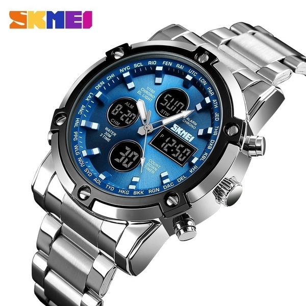 SKMEI Luxury Quartz Men&apos;s Watch Digital Multifunctional Wristwatches Water Resistant Herrenuhr