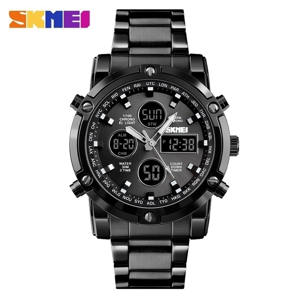 SKMEI Luxury Quartz Men&apos;s Watch Digital Multifunctional Wristwatches Water Resistant Herrenuhr