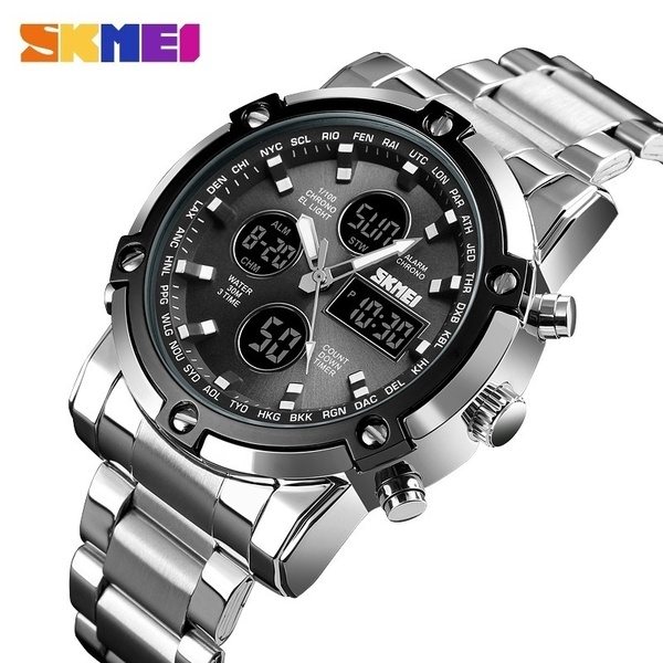 SKMEI Luxury Quartz Men&apos;s Watch Digital Multifunctional Wristwatches Water Resistant Herrenuhr