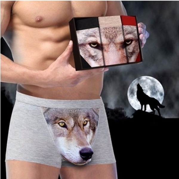 Sexy Mens 3D Wolf Eagle Boxer Briefs Underwear Shorts Underpants Underwear