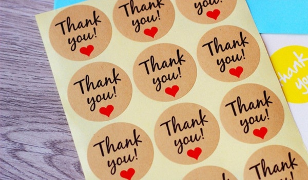 120x Thank You Stickers Labels Sealing Craft Wedding Favours Letters Card Gifts