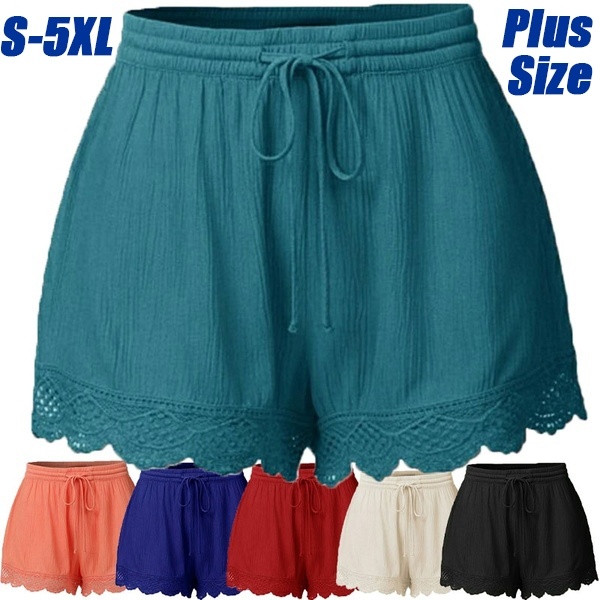 S-5XL Women&apos;s Fashion Lace-up Solid Summer Shorts Ladies Casual Short Pants Plus Size
