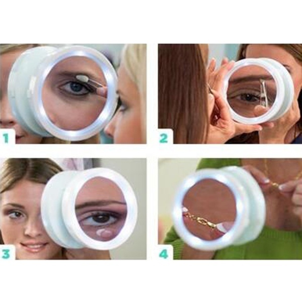 Viris Tote Cosmetic 5x Magnifying Glass Travel Makeup Mirror with LED Lights Swivel Brite Tv