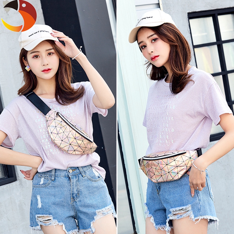 Fashion Diamend Leather Waist Packs Women Waist Bag Belt Bag Female Pouch PU Casual Fanny Pack Bag