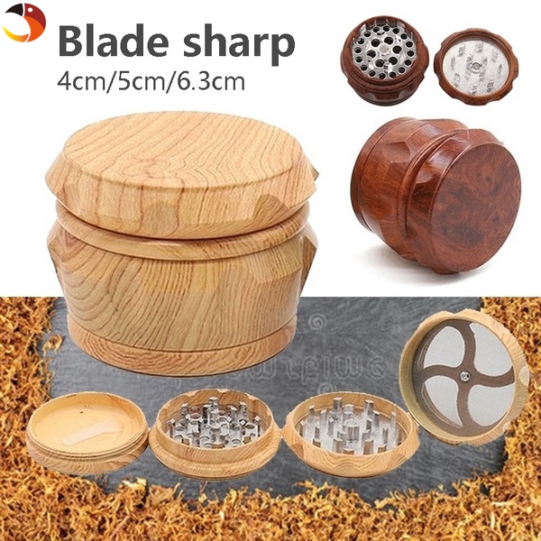 40 50 63MM Tobacco Crusher With Cutting Blades Wood Zinc Alloy 4 Layer Grinder Herb Grinder
