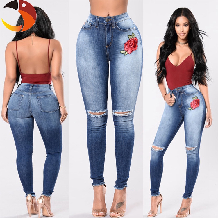 Womens High Waist Elastic Skinny Denim Long Pencil Pants Woman Jeans Feminina Lady Fat Slim Trousers