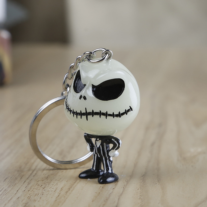 Halloween Luminous Devil Skull Pumpkin Keychain Keyring Christmas Cartoon Key Ring Accessories Gifts