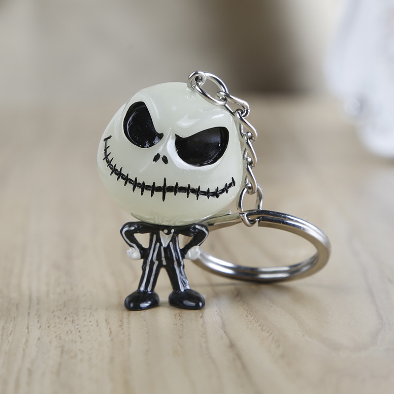 Halloween Luminous Devil Skull Pumpkin Keychain Keyring Christmas Cartoon Key Ring Accessories Gifts