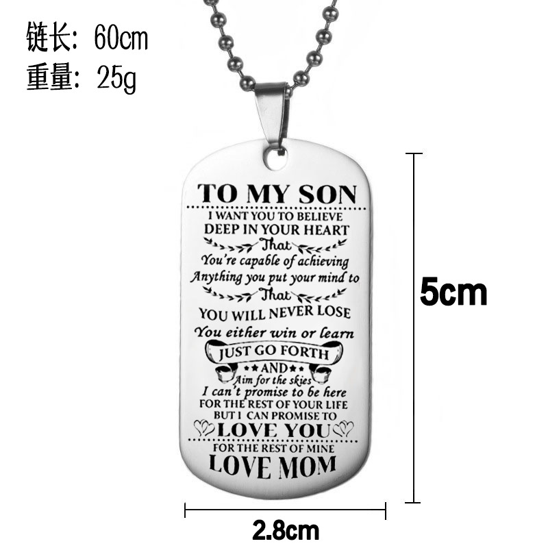 Military Necklace Son Daughter Give My Son Daughter Fashion Necklace from Mom Dad