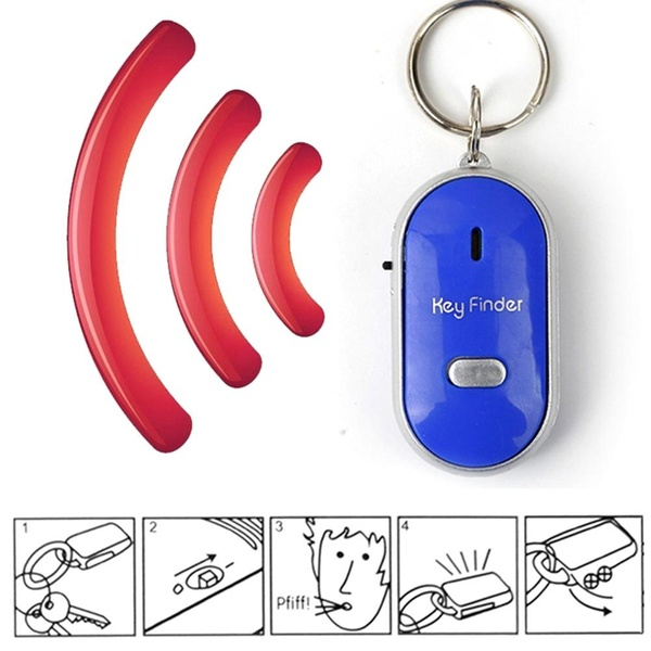 2pcs 4 Color LED Key Finder Locator Keychain Find Lost Keys Keyrings Whistle Sound Control