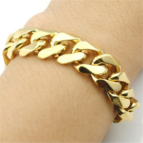 Hiphop Men's Fashion Luxury Exaggerated Men Women 18K Gold Necklace Exquisite Gold Bracelets