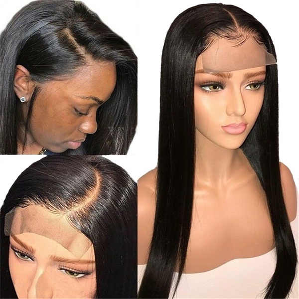 4*4 Straight Lace Closure Wig Lace Front Human Hair Pre-Plucked with Baby Hair Non Remy Lace Wig