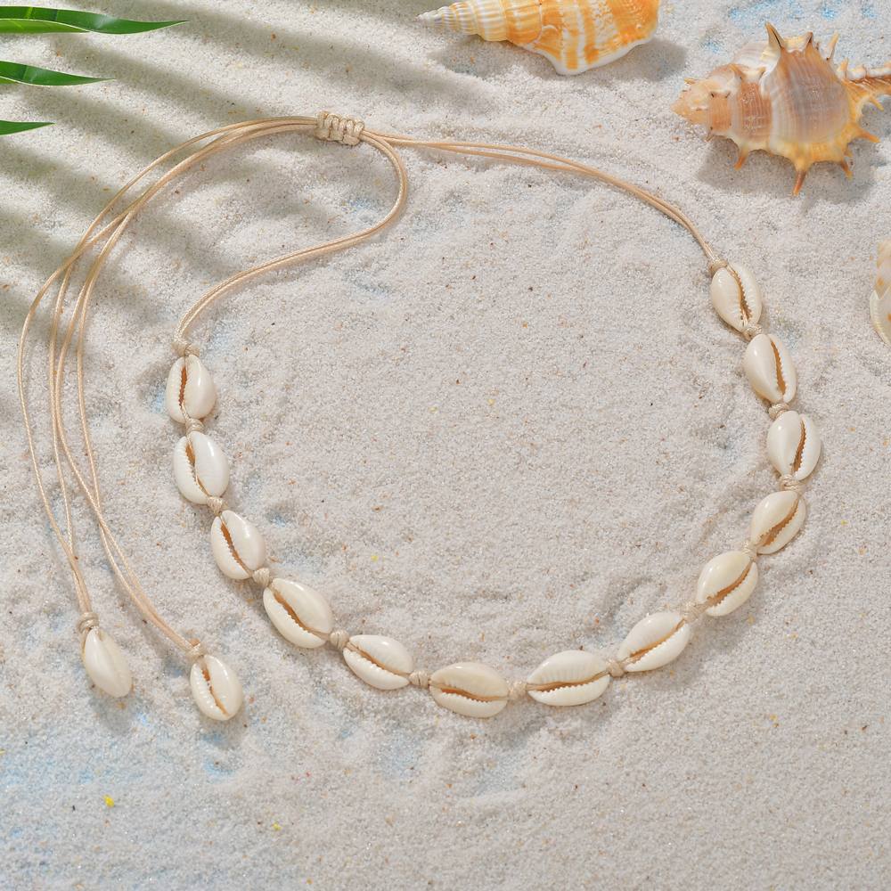 Stylish Bohemian Hawaii Beach Natural Shell Necklace Sea Shell Pendant Chain Women Clavicle Jewelry