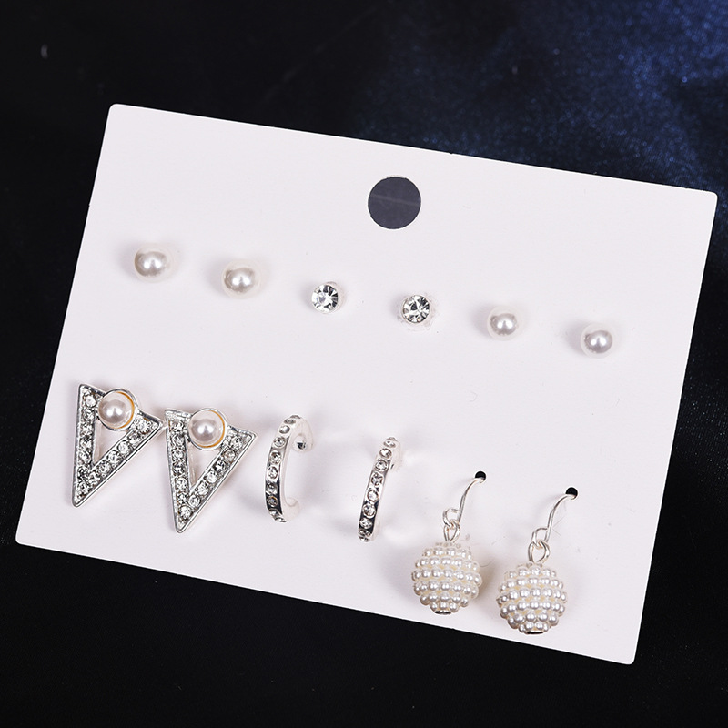 12 Pairs/Set Earrings Jewelry Women Fashion Accessories Rhinestone &amp; Pearl Earring Jewellery