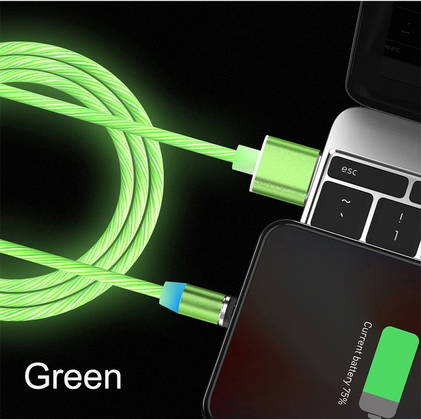 Rainbow Fluid Led Magnetic Charger Flowing 2.4A Fast Charging Micro Type C For iPhone Samsung Huawei