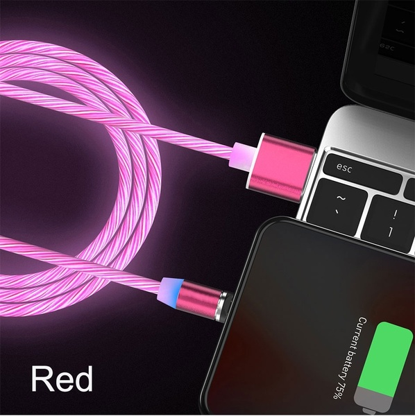 Rainbow Fluid Led Magnetic Charger Flowing 2.4A Fast Charging Micro Type C For iPhone Samsung Huawei