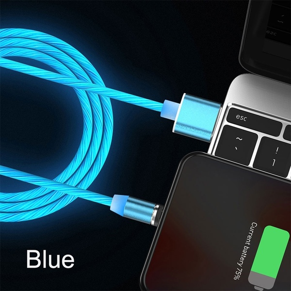 Rainbow Fluid Led Magnetic Charger Flowing 2.4A Fast Charging Micro Type C For iPhone Samsung Huawei