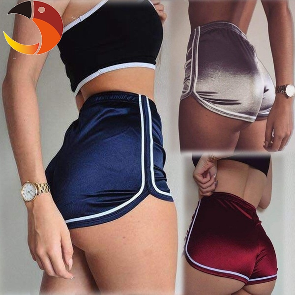 Phoenix Women's Fashion High Waist Sexy Shorts Flannel Caroset Pleated Elastic Trousers