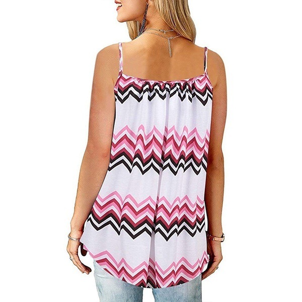 Summer Plus Size Tank Top for Women Spaghetti Strap Flower Print Sleeveless Casual Top