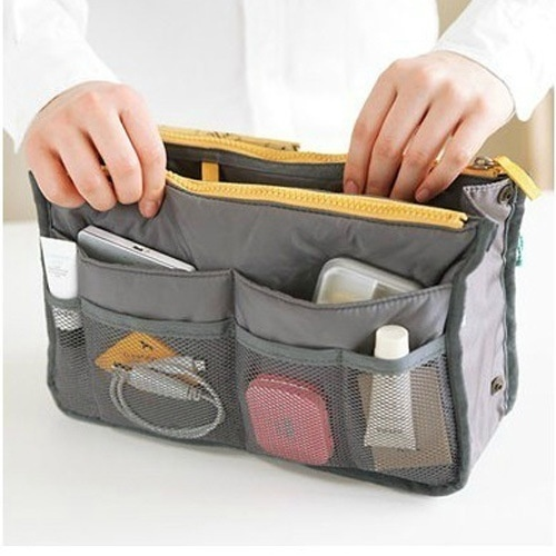 Bag women Practical Handbag Purse Nylon Dual Organizer Insert Cosmetic Storage
