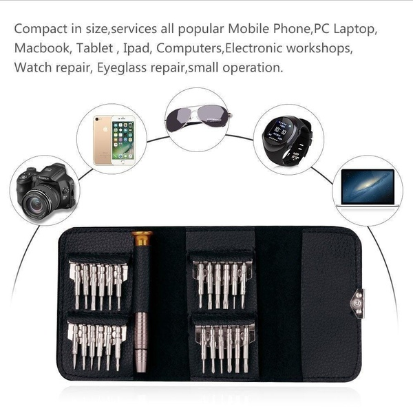 25-in-1 Precision Screwdriver Set Wallet Pocket Electronic Repair Tools for PC Phone Camera Watch
