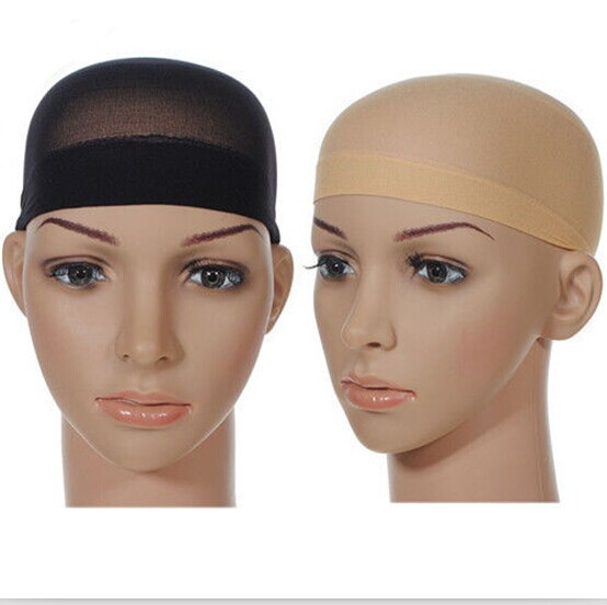 2pcs Unisex Stocking Wig Liner Cap Snood Nylon Stretch Mesh Black Nude Beige