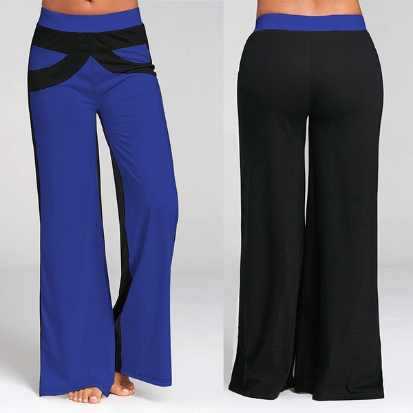 Women Sexy Fashion Casual High Waist Flare Wide Leg Long Pants Palazzo Trousers