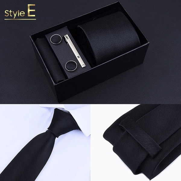 5Pcs/Set 8 Styles Vogue Men Tie Set Suit Decoration Necktie Cufflinks Tie Clip With Gift Box
