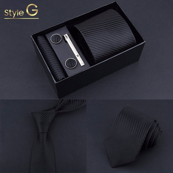 5Pcs/Set 8 Styles Vogue Men Tie Set Suit Decoration Necktie Cufflinks Tie Clip With Gift Box