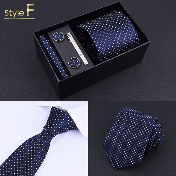 5Pcs/Set 8 Styles Vogue Men Tie Set Suit Decoration Necktie Cufflinks Tie Clip With Gift Box