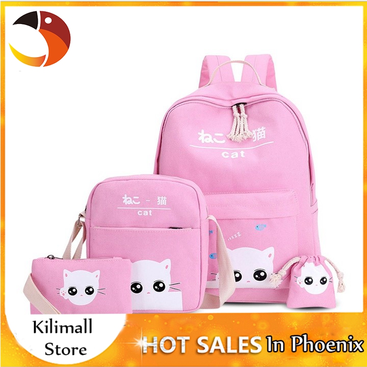 6Pcs School Bag Sets Girl Canvas School Bags Printing Women Backpacks for Teenager Backpack Set