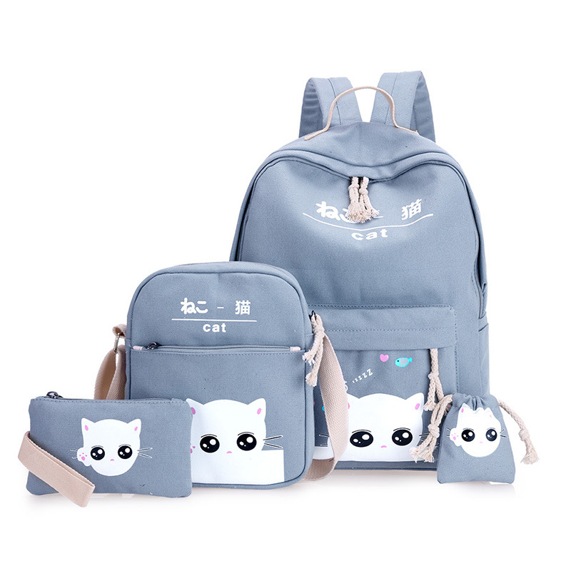6Pcs School Bag Sets Girl Canvas School Bags Printing Women Backpacks for Teenager Backpack Set