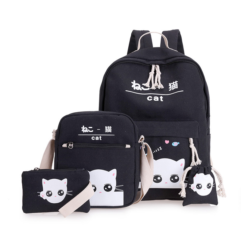 6Pcs School Bag Sets Girl Canvas School Bags Printing Women Backpacks for Teenager Backpack Set